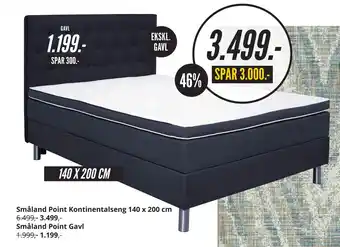 My Home Småland point kontinentalseng 140 x 200 cm tilbud