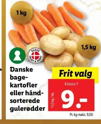 Lidl Danske bage-kartofler eller hånd-sorterede gulerødder tilbud