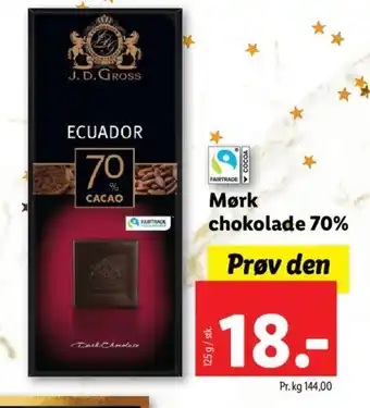 Lidl Mørk chokolade 70% tilbud