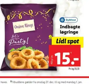 Lidl Indbagte løgringe tilbud