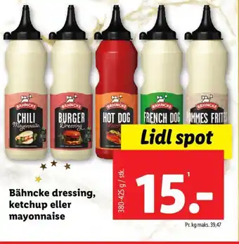 Lidl Bähncke dressing, ketchup eller mayonnaise tilbud