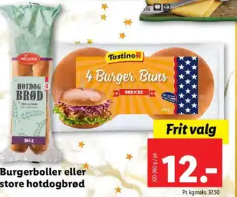 Lidl Burgerboller eller store hotdogbrød tilbud