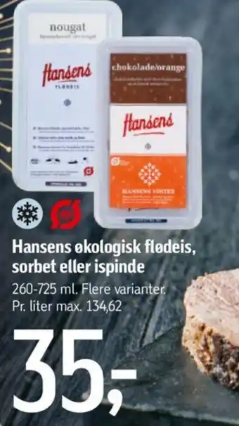Føtex Hansens økologisk flødeis, sorbet eller ispinde tilbud