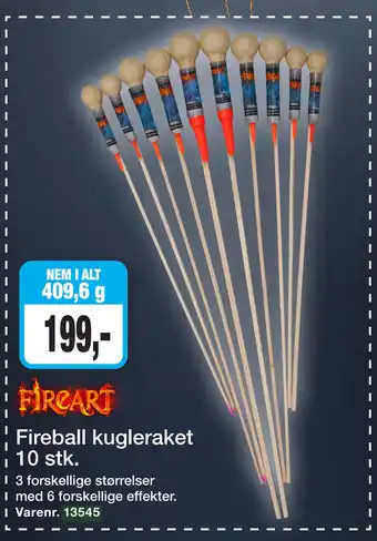 Harald Nyborg Fireball kugleraket 10 stk tilbud