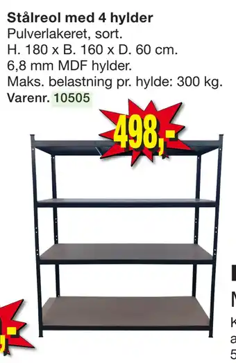 Harald Nyborg Stålreol med 4 hylder tilbud