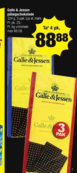 Calle Galle & Jessen pålægschokolade tilbud