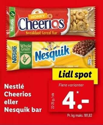 Let-Køb Nestlé Cheerios eller Nesquik bar tilbud