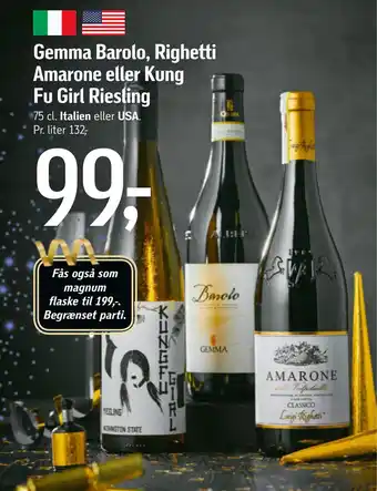 Føtex Gemma barolo, righetti amarone eller kung fu girl riesling tilbud