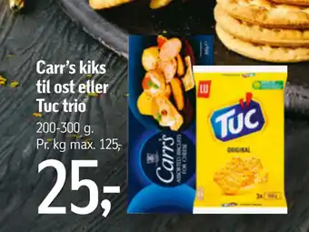 Føtex Carr’s kiks til ost eller tuc trio tilbud