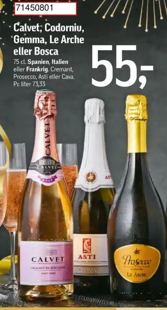 Føtex Calvet; Codorniu, Gemma, Le Arche eller Bosca tilbud