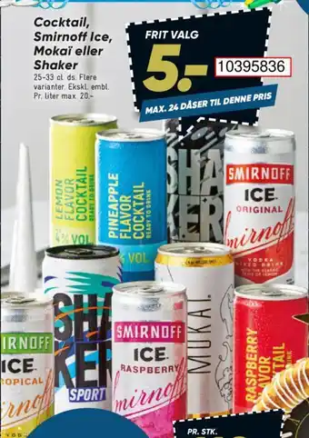 Cocktail, Smirnoff Ice, Mokaï eller Shaker