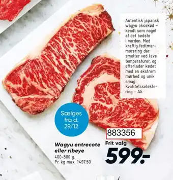 Wagyu entrecote valg eller ribeye