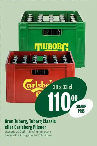 Min Købmand Grøn tuborg, tuborg classic eller carlsberg pilsner tilbud