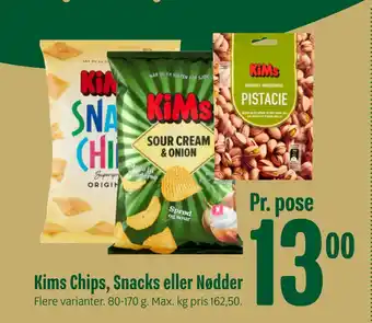 Min Købmand Kims chips, snacks eller nødder tilbud