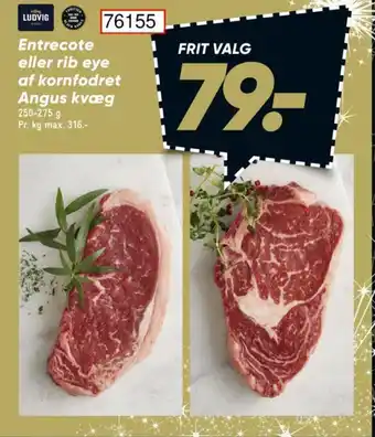 Entrecote eller rib eye af kornfodret Angus kvæg