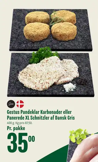 Min Købmand Gestus pandeklar karbonader eller panerede xl schnitzler af dansk gris tilbud