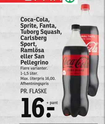 SPAR Coca-cola, sprite, fanta, tuborg squash, carlsberg sport, ramlösa eller san pellegrino tilbud