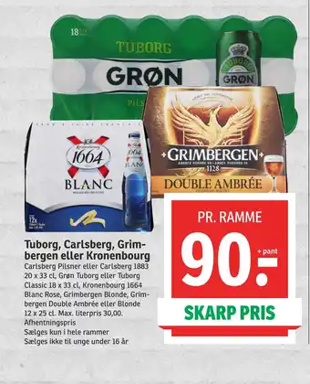 SPAR Tuborg, carlsberg, grimbergen eller kronenbourg tilbud