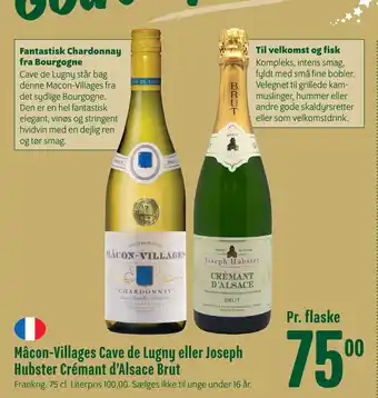 Min Købmand Mâcon-villages cave de lugny eller joseph hubster crémant d’alsace brut tilbud