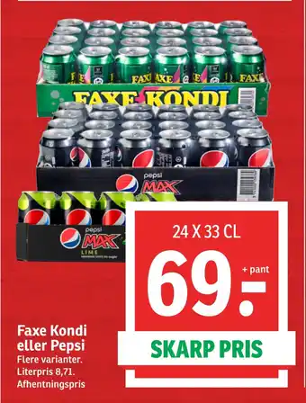 SPAR Faxe kondi eller pepsi tilbud