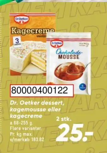 Bilka Dr. Oetker dessert, kagemousse eller kagecreme tilbud