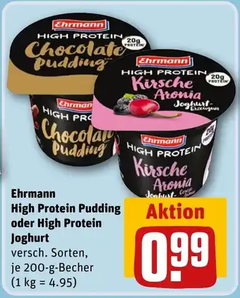 REWE DE Ehrmann High Protein Pudding oder High Protein Joghurt tilbud