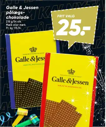 Bilka Galle & jessen pålægschokolade tilbud
