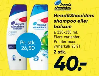 Bilka Head&shoulders shampoo eller balsam tilbud