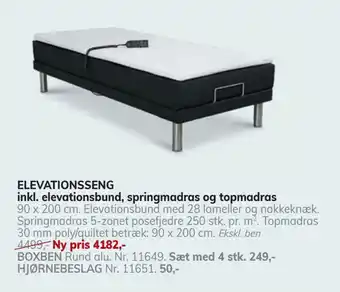 Daells Bolighus Elevationsseng inkl. elevationsbund, springmadras og topmadras tilbud