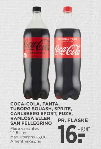 MENY Coca-cola, fanta, tuborg squash, sprite, carlsberg sport, fuze, ramlösa eller san pellegrino tilbud