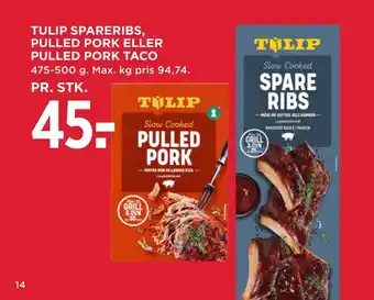 MENY Tulip spareribs, pulled pork eller pulled pork taco tilbud