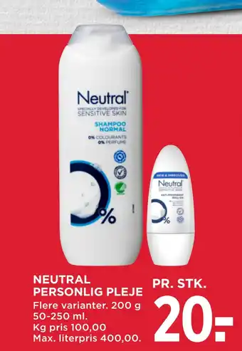 MENY Neutral personlig pleje tilbud