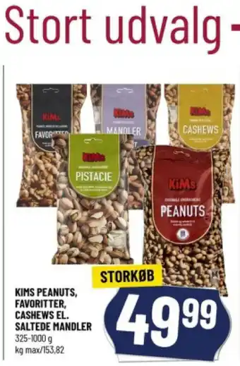Løvbjerg KIMS PEANUTS, FAVORITTER, CASHEWS EL. SALTEDE MANDLER tilbud