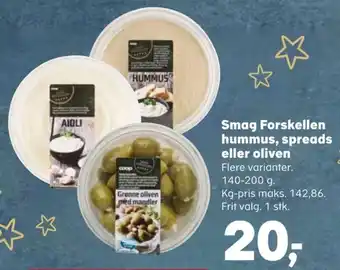 Kvickly Smag Forskellen hummus, spreads eller oliven tilbud