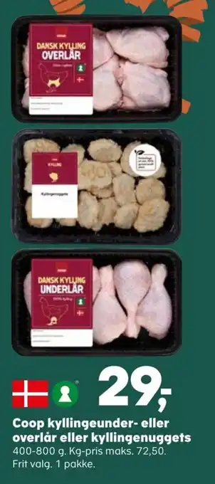 Kvickly Coop kyllingeunder- eller overlår eller kyllingenuggets tilbud