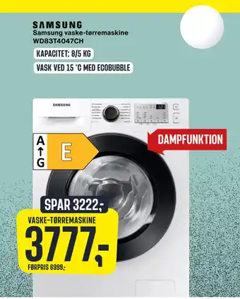 Skousen Samsung vaske-tørremaskine wd83t4047ch tilbud