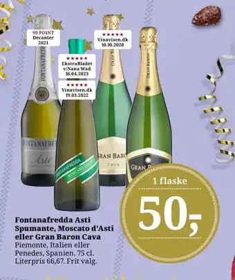 Dagli'Brugsen Fontanafredda asti spumante, moscato d'asti eller gran baron cava tilbud