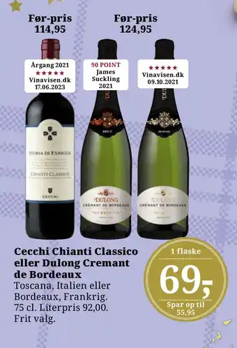 Dagli'Brugsen Cecchi chianti classico eller dulong cremant de bordeaux tilbud