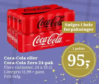 Dagli'Brugsen Coca-cola eller coca-cola zero 24-pak tilbud