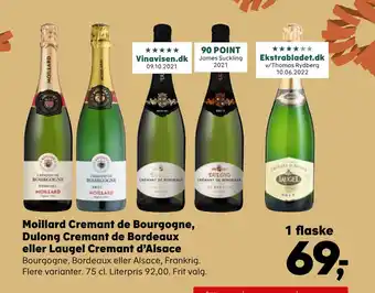 SuperBrugsen Moillard cremant de bourgogne, dulong cremant de bordeaux eller laugel cremant d’alsace tilbud