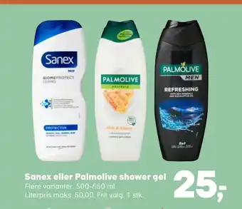 SuperBrugsen Sanex eller palmolive shower gel tilbud