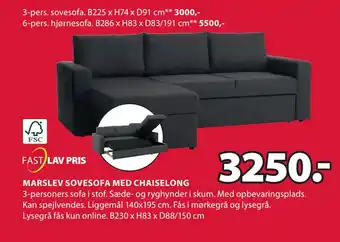 JYSK Marslev sovesofa med chaiselong tilbud