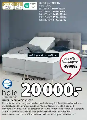 JYSK Høie e250 elevationsseng tilbud