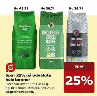 Dagli'Brugsen Spar 25% på udvalgte hele bønner tilbud