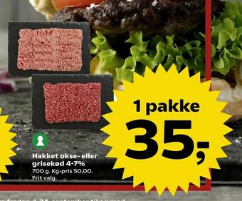 Kvickly Hakket okse- eller grisekød 4-7% tilbud