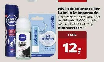 Kvickly Nivea deodorant eller Labello læbepomade tilbud