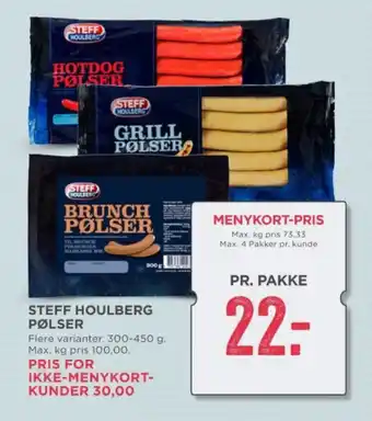 MENY STEFF HOULBERG PØLSER tilbud