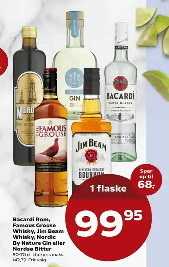 Kvickly Bacardi Rom, Famous Grouse Whisky, Jim Beam Whisky, Nordic By Nature Gin eller Nordsø Bitter tilbud