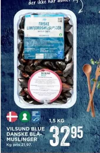 MENY VILSUND BLUE DANSKE BLÅ-MUSLINGER tilbud