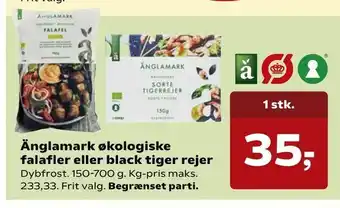 Kvickly Änglamark økologiske falafler eller black tiger rejer tilbud